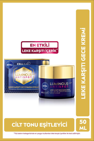 Luminous630 Leke Karşıtı Gece Yüz Bakım Kremi 50ml, Cilt Tonu Eşitleyici, Hyalüronik Asit - 1