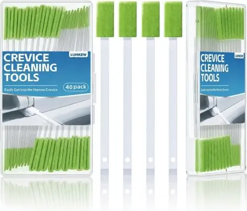Lumkew Crevice Cleaning Brushes Tool for Tiny Small Spaces, 40Pcs, Green | Tiny Nook and Cranny Cleaning Tools Cleaner Toilet Seat Detail Thin Tight Gaps Vent Grooves Housekeeping Household Use - 1