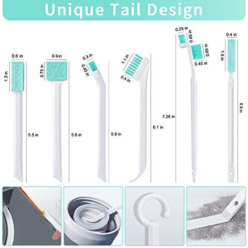 Lumkew Small Cleaning Brush Tight Spaces, 8pcs Crevice Cleaning Brushes Tool for Household Use, Tiny Cleaning Brush Mini Parts Humidifier Toaster - 6