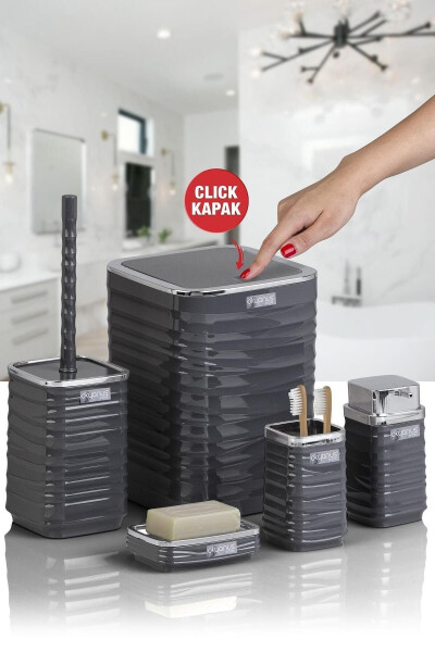 Luna Anthracite Chrome Square 5-Piece Bathroom Set - 6