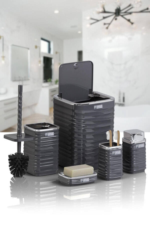 Luna Anthracite Chrome Square 5-Piece Bathroom Set - 7