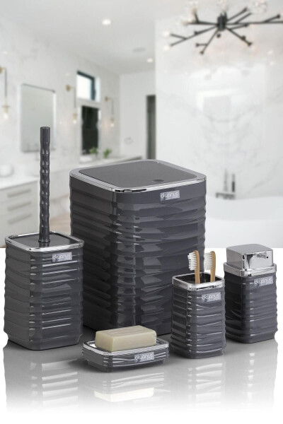 Luna Anthracite Chrome Square 5-Piece Bathroom Set - 9