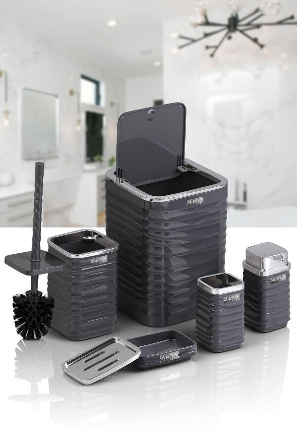 Luna Anthracite Chrome Square 5-Piece Bathroom Set - 10