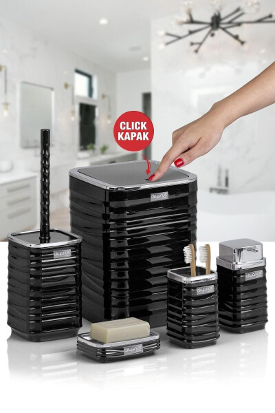 Luna Black Chrome Square 5-Piece Bathroom Set - 6