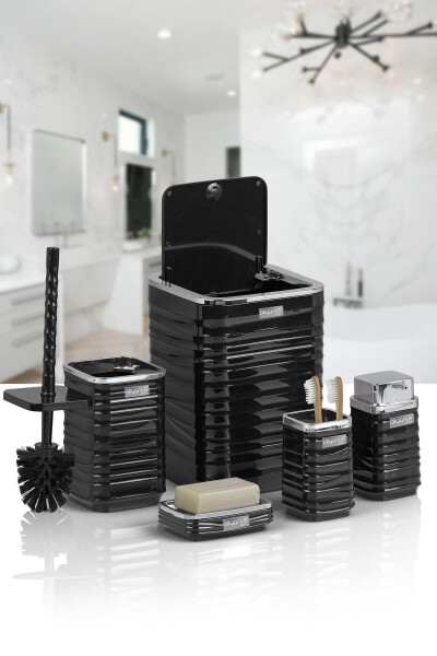 Luna Black Chrome Square 5-Piece Bathroom Set - 7