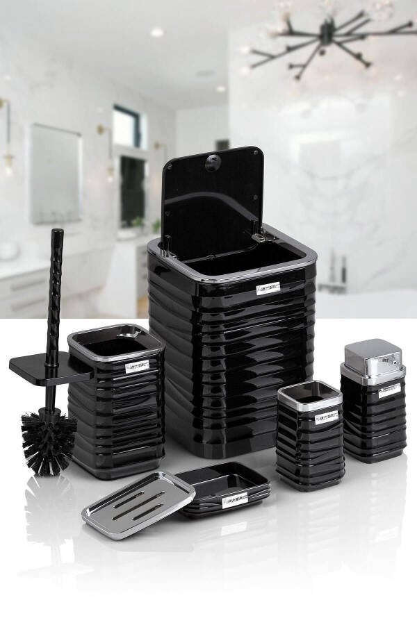 Luna Black Chrome Square 5-Piece Bathroom Set - 10