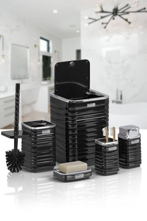 Luna Black Chrome Square 5-Piece Bathroom Set - 2