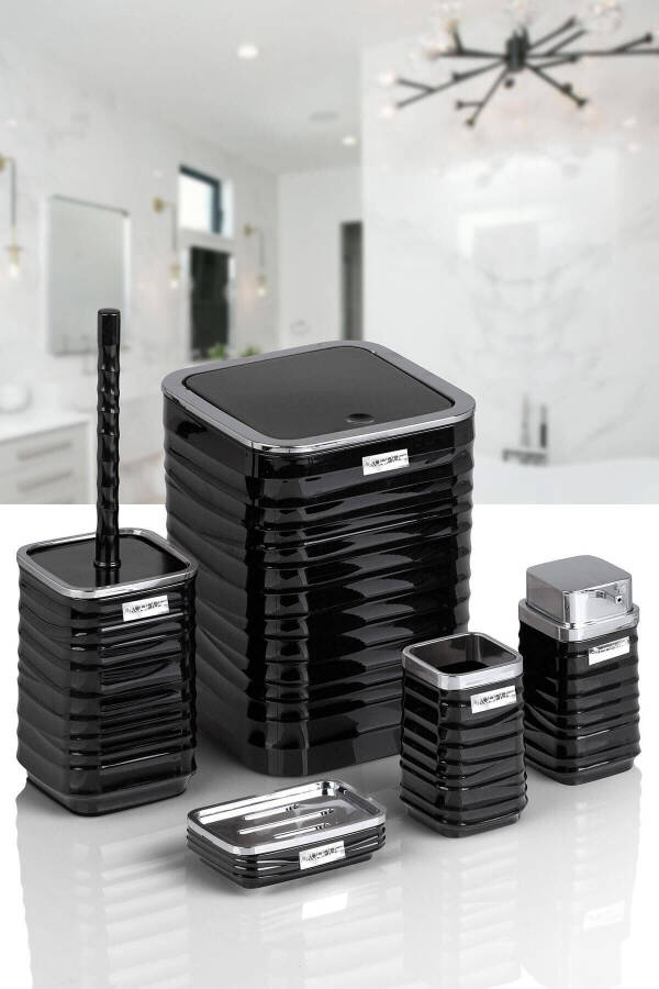 Luna Black Chrome Square 5-Piece Bathroom Set - 4