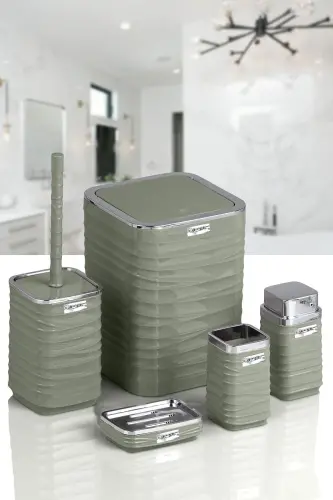 Luna Green Chrome Square 5-Piece Bathroom Set-Green - 6