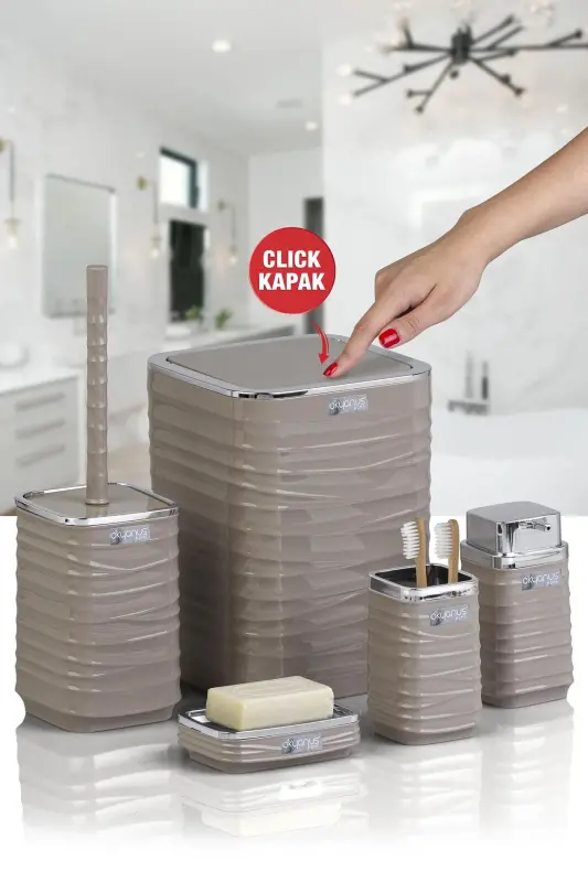 Luna Vizon Kromlu Kare 5'li Banyo Seti 7 LT-Vizon - OKYANUS HOME