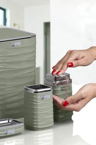 Luna Зеленый Хром Квадратный Набор для Ванной 5шт - Зеленый - 3