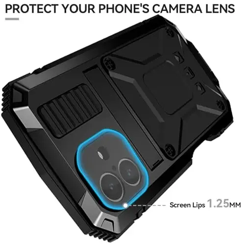 Lunivop fit for iPhone 16 Case 6.1inch Heavy Duty Rugged [Aluminium Stan] Military Grade Metal Rubber [Built in Screen Protector Camera Lens ] Phone Cover (, fit for iPhone 16 6.1'' 2024) Black - 5