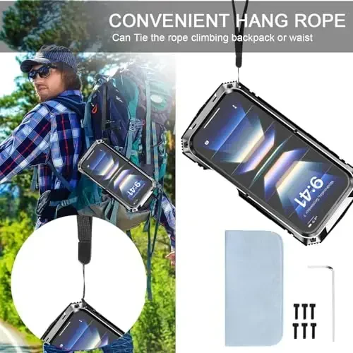 Lunivop fit for iPhone 16 Case 6.1inch Heavy Duty Rugged [Aluminium Stan] Military Grade Metal Rubber [Built in Screen Protector Camera Lens ] Phone Cover (, fit for iPhone 16 6.1'' 2024) Silver - 3