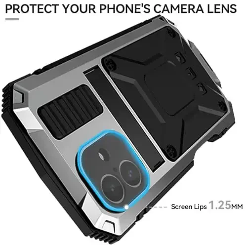 Lunivop fit for iPhone 16 Case 6.1inch Heavy Duty Rugged [Aluminium Stan] Military Grade Metal Rubber [Built in Screen Protector Camera Lens ] Phone Cover (, fit for iPhone 16 6.1'' 2024) Silver - 5