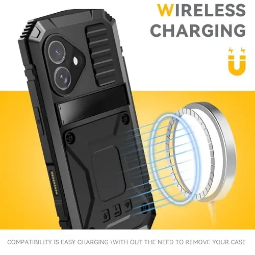 Lunivop fit for iPhone 17 Case 6.3 inch Heavy Duty Rugged [Aluminium Stan] Military Grade Metal Rubber [Built in Screen Protector Camera Lens ] Phone Cover (, fit for iPhone 17 6.3'' 2025) Black - 2
