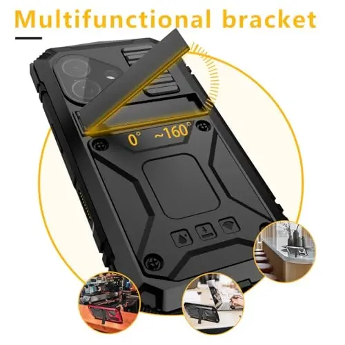 Lunivop fit for iPhone 17 Case 6.3 inch Heavy Duty Rugged [Aluminium Stan] Military Grade Metal Rubber [Built in Screen Protector Camera Lens ] Phone Cover (, fit for iPhone 17 6.3'' 2025) Black - 4