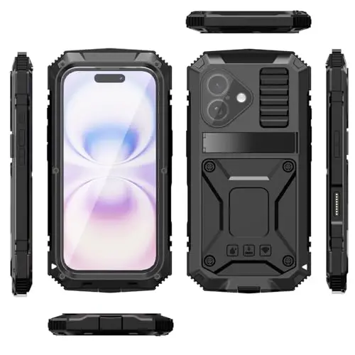 Lunivop fit for iPhone 17 Case 6.3 inch Heavy Duty Rugged [Aluminium Stan] Military Grade Metal Rubber [Built in Screen Protector Camera Lens ] Phone Cover (, fit for iPhone 17 6.3'' 2025) Black - 6