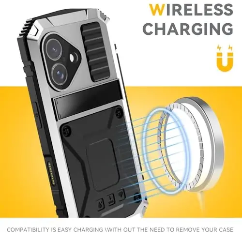 Lunivop fit for iPhone 17 Case 6.3 inch Heavy Duty Rugged [Aluminium Stan] Military Grade Metal Rubber [Built in Screen Protector Camera Lens ] Phone Cover (, fit for iPhone 17 6.3'' 2025) Silver - 2