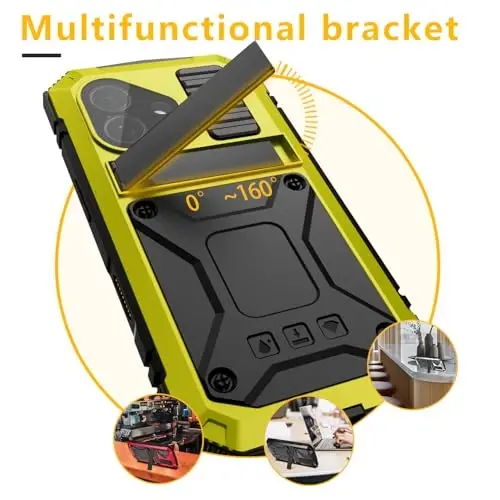 Lunivop fit for iPhone 17 Case 6.3 inch Heavy Duty Rugged [Aluminium Stan] Military Grade Metal Rubber [Built in Screen Protector Camera Lens ] Phone Cover (, fit for iPhone 17 6.3'' 2025) Yellow - 4
