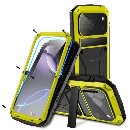 Lunivop for iPhone 17 pro 6.3 inch Metal Heavy Duty Military Case Yellow | Rugged [Aluminium Stan] Dustproof [Built in Screen Protector Camera Lens ] Phone Cover 2025 - 1