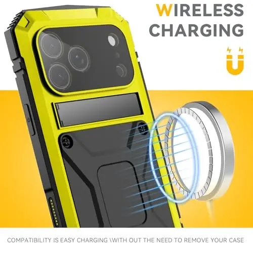Lunivop for iPhone 17 pro 6.3 inch Metal Heavy Duty Military Case Yellow | Rugged [Aluminium Stan] Dustproof [Built in Screen Protector Camera Lens ] Phone Cover 2025 - LUNIVOP (1)