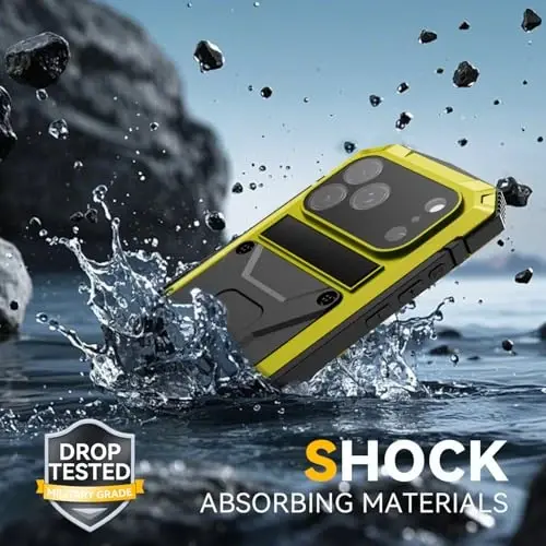 Lunivop for iPhone 17 pro 6.3 inch Metal Heavy Duty Military Case Yellow | Rugged [Aluminium Stan] Dustproof [Built in Screen Protector Camera Lens ] Phone Cover 2025 - 3