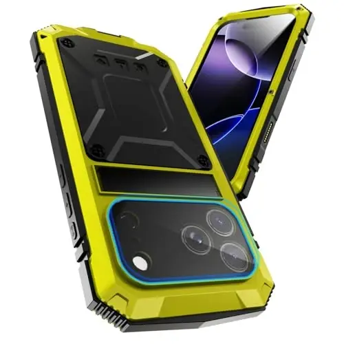 Lunivop for iPhone 17 pro 6.3 inch Metal Heavy Duty Military Case Yellow | Rugged [Aluminium Stan] Dustproof [Built in Screen Protector Camera Lens ] Phone Cover 2025 - 4