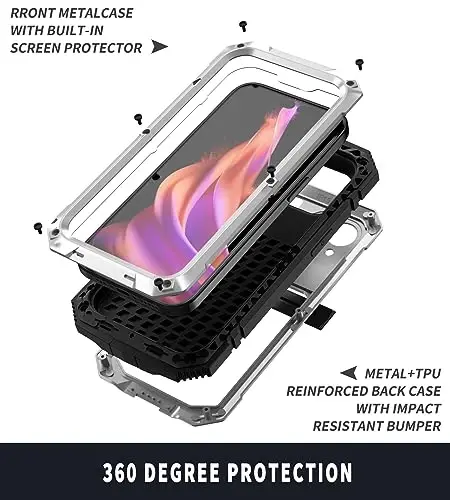 Lunivop fit for iPhone 15 Case 6.1inch Heavy Duty Rugged [Aluminium Stan] Military Grade Metal Rubber [Built in Screen Protector Camera Lens ] Phone Cover (, fit for iPhone 15 6.1'' 2023) Silver - 3
