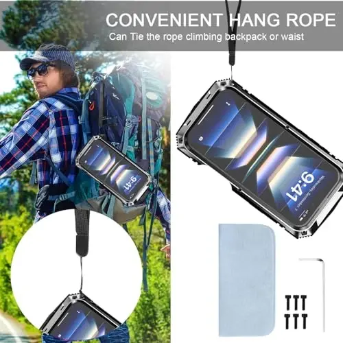 Lunivop fit for iPhone 16 Case 6.1inch Heavy Duty Rugged [Aluminium Stan] Military Grade Metal Rubber [Built in Screen Protector Camera Lens ] Phone Cover (, fit for iPhone 16 6.1'' 2024) Silver - 3