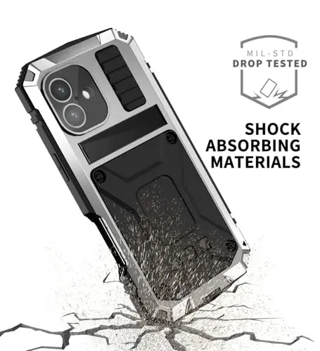Lunivop fit for iPhone 16 Case 6.1inch Heavy Duty Rugged [Aluminium Stan] Military Grade Metal Rubber [Built in Screen Protector Camera Lens ] Phone Cover (, fit for iPhone 16 6.1'' 2024) Silver - 4