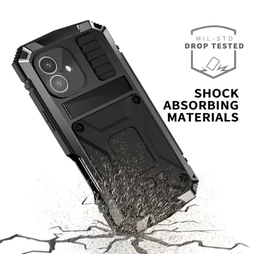 Lunivop fit for iPhone 16 Case 6.1inch Heavy Duty Rugged [Aluminium Stan] Military Grade Metal Rubber [Built in Screen Protector Camera Lens ] Phone Cover (, fit for iPhone 16 6.1'' 2024) Black - 4