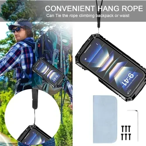 Lunivop fit for iPhone 16 Case 6.1inch Heavy Duty Rugged [Aluminium Stan] Military Grade Metal Rubber [Built in Screen Protector Camera Lens ] Phone Cover (, fit for iPhone 16 6.1'' 2024) Black - 3