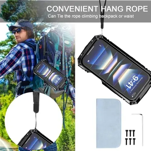 Lunivop fit for iPhone 16 Case 6.1inch Heavy Duty Rugged [Aluminium Stan] Military Grade Metal Rubber [Built in Screen Protector Camera Lens ] Phone Cover (, fit for iPhone 16 6.1'' 2024) Black - 3