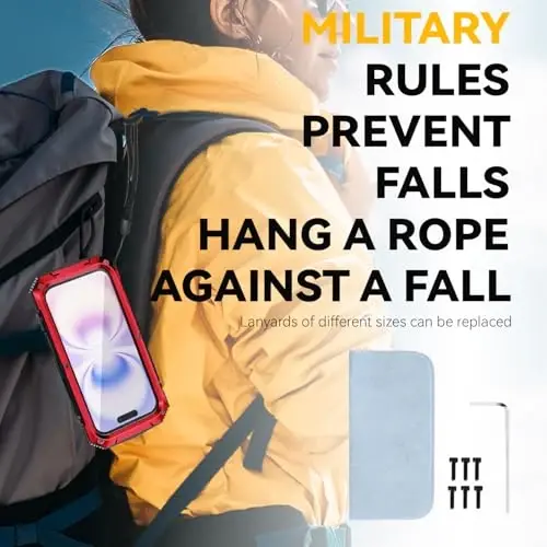 Lunivop iPhone 17 Kılıfı ile Uyumlu 6.3 inç Ağır Hizmet Tipi [Alüminyum Standlı] Askeri Sınıf Metal Kauçuk [Dahili Ekran Koruyuculu Kamera Lensli] Telefon Kılıfı (, iPhone 17 6.3'' 2025 ile uyumlu) Kırmızı - 5