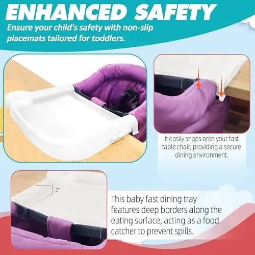 LuQiBabe Baby Dining Tray Compatible with Hook-on Fast Table Chair Portable Baby Feeding Tray for Clip-On Fast Table Chair Ideal for Baby, Toddler Perfect for Meal, Restaurant - White - 2