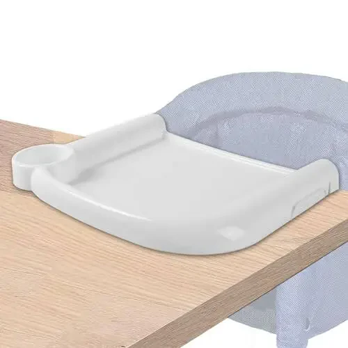 LuQiBabe Baby Dining Tray Compatible with Hook-on Fast Table Chair Portable Baby Feeding Tray for Clip-On Fast Table Chair Ideal for Baby, Toddler Perfect for Meal, Restaurant - White - 4
