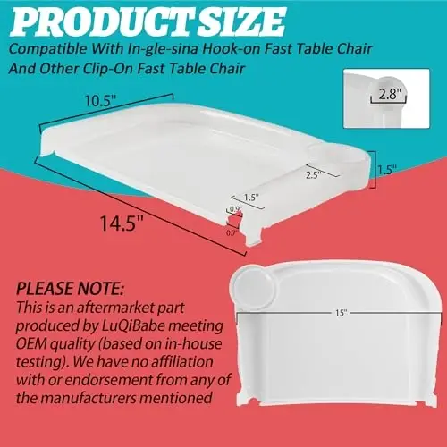 LuQiBabe Baby Dining Tray Compatible with in-gle-sina Fast Table Chair Portable Baby Feeding Tray for Clip-On Hook-on Table Chair Ideal for Toddler Perfect for Meal, Restaurant - Clear Plastic - 2