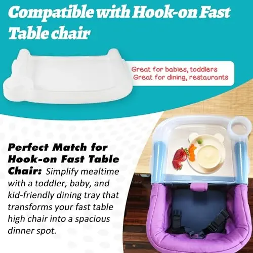 LuQiBabe Baby Dining Tray Compatible with in-gle-sina Fast Table Chair Portable Baby Feeding Tray for Clip-On Hook-on Table Chair Ideal for Toddler Perfect for Meal, Restaurant - Clear Plastic - 3