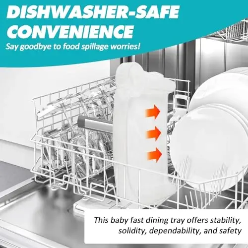 LuQiBabe Baby Dining Tray Compatible with in-gle-sina Fast Table Chair Portable Baby Feeding Tray for Clip-On Hook-on Table Chair Ideal for Toddler Perfect for Meal, Restaurant - Clear Plastic - 5