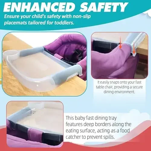 LuQiBabe Baby Dining Tray in-gle-sina Fast stol stuliga mos keladi, Klipsli stol stul uchun portativ chaqaloq ovqatlantirish patnisi, Go'dak uchun ideal, Ovqat, restoran uchun juda mos - Shaffof plastik - 6