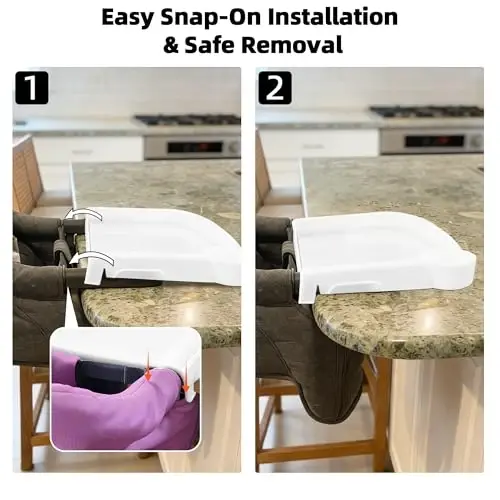 LuQiBabe Portable Baby Dining Tray Compatible with Ingle-sina Fast Table Chair Fits 6–36 Months Babies, BPA-Free Plastic & Dishwasher Safe, Mess-Free & Deep Edge Spill Guard, Home & Travel Use - White - 5
