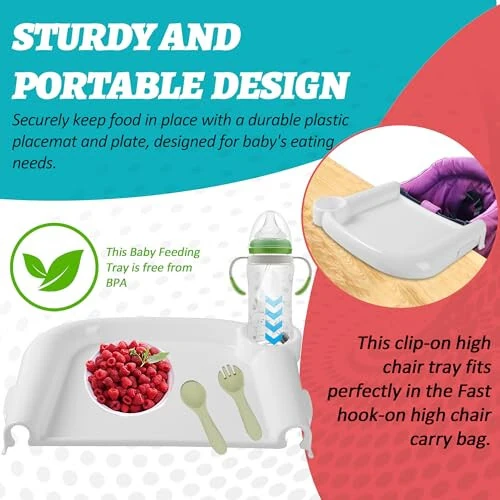 LuQiBabe Baby Dining Tray Compatible with in-gle-sina Fast Table Chair, Portable Baby Feeding Tray for Clip-On & Hook-on Table Chair, Ideal for Toddler Perfect for Meal, Restaurant - White - 1