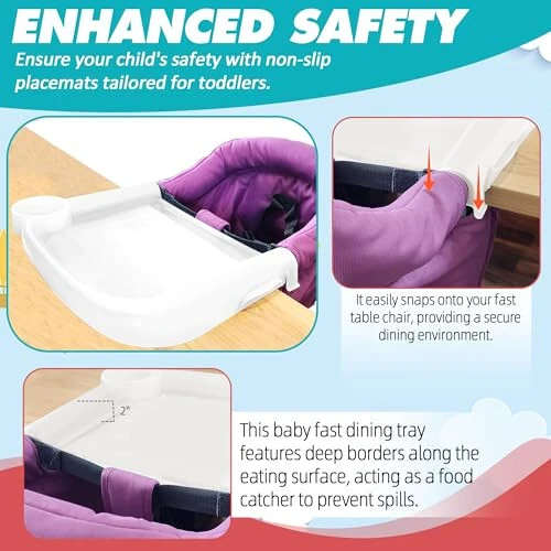 LuQiBabe Baby Dining Tray Compatible with in-gle-sina Fast Table Chair, Portable Baby Feeding Tray for Clip-On & Hook-on Table Chair, Ideal for Toddler Perfect for Meal, Restaurant - White - 2