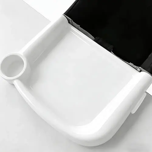 LuQiBabe Portable Baby Dining Tray Compatible with Ingle-sina Fast Table Chair Fits 6–36 Months Babies, BPA-Free Plastic & Dishwasher Safe, Mess-Free & Deep Edge Spill Guard, Home & Travel Use - White - 1