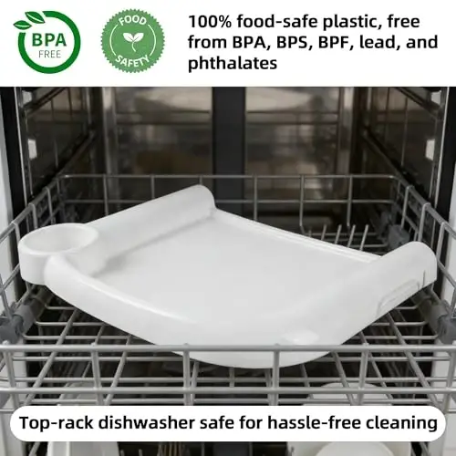 LuQiBabe Portable Baby Dining Tray Compatible with Ingle-sina Fast Table Chair Fits 6–36 Months Babies, BPA-Free Plastic & Dishwasher Safe, Mess-Free & Deep Edge Spill Guard, Home & Travel Use - White - 4