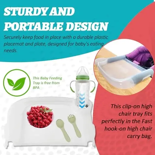 LuQiBabe Clear Plastic Baby Dining Tray Compatible with Ingle-sina Fast Table Chair for Home & Restaurant Use, Portable Clip-On Feeding Tray for Hook-On High Chairs, Dishwasher Safe & BPA Free - 4