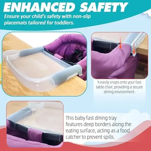 LuQiBabe Clear Plastic Baby Dining Tray Compatible with Ingle-sina Fast Table Chair for Home & Restaurant Use, Portable Clip-On Feeding Tray for Hook-On High Chairs, Dishwasher Safe & BPA Free - 6