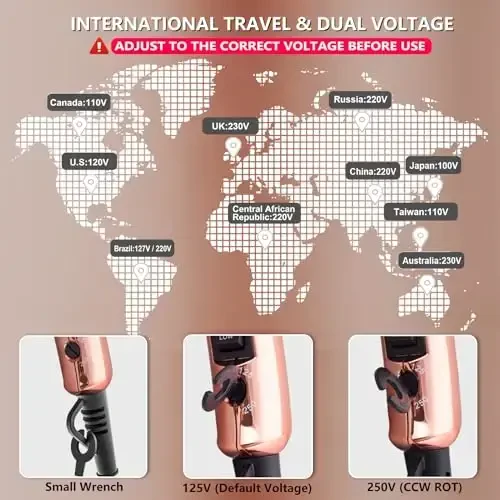 LURA Mini Portable Travel Hair Dryer: Dual Voltage Small Lightweight Blow Dryer with EU Plug, 1200W Compact Hairdryer with Folding Handle, with Concentrator & Diffuser Attachment, for Women and Men - 4