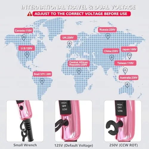 LURA Mini Portable Travel Hair Dryer: Dual Voltage Small Lightweight Blow Dryer with EU Plug,1200W Compact Hairdryer with Folding Handle,with Concentrator&Diffuser AttacModazoneent,for Women and Men(Purple) - 3