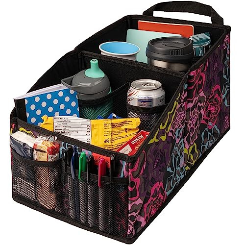 Lusso Gear Car Seat Organizer for Front or Backseat - Great for Adults & Kids, Features 9 Storage Compartments for Toys, Magazines, Tissues, Maps, Books, Documents, Games & More (Floral) - 1